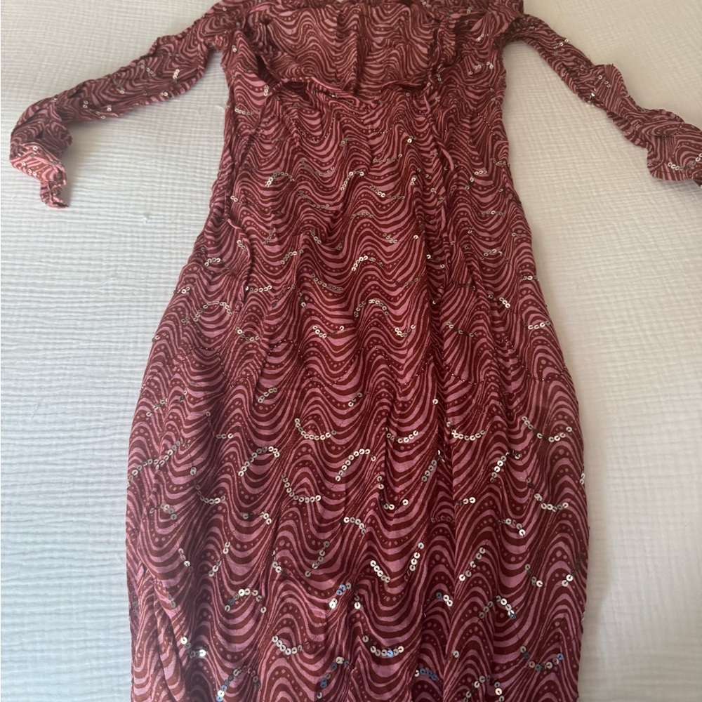 Zara Burgundy Sequin Swim Coverup